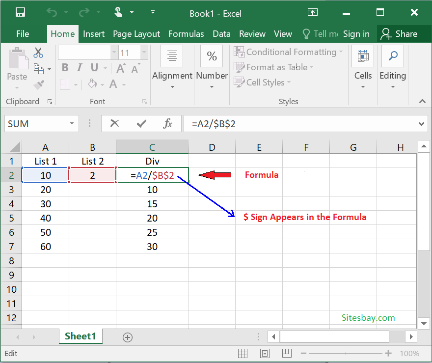 Shortcut Fixed Cell Reference Excel