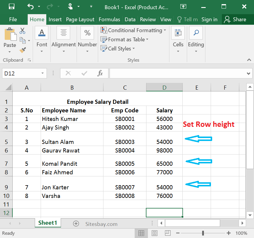 How To Set Row Height In Excel Using C Printable Templates