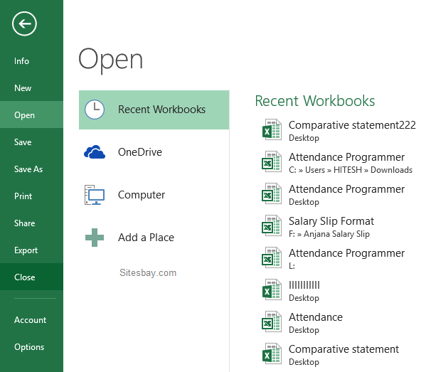 Office Button in Excel