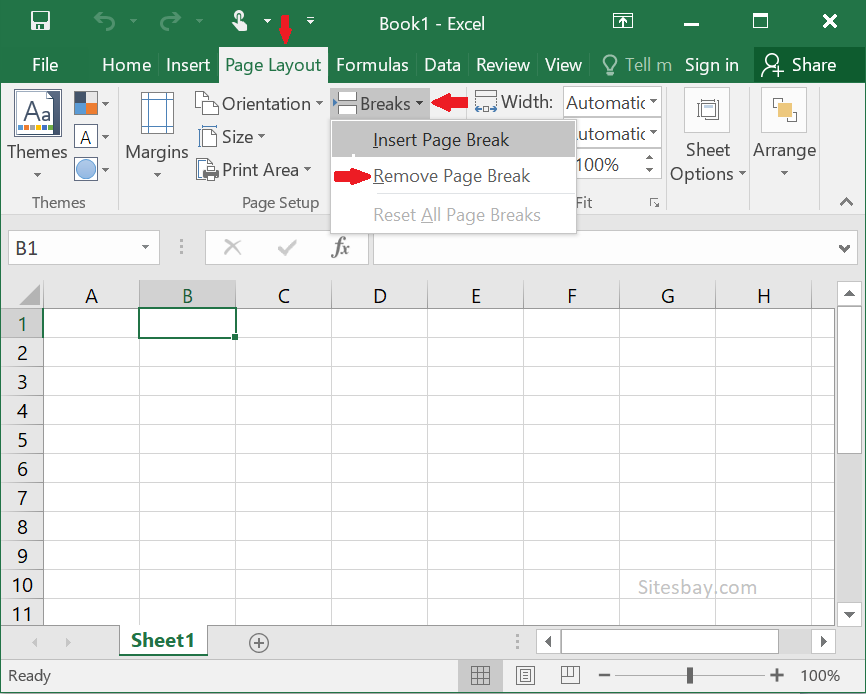 excel for mac remove page break