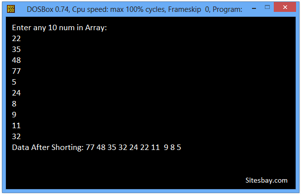 sort an array elements in desending order in c