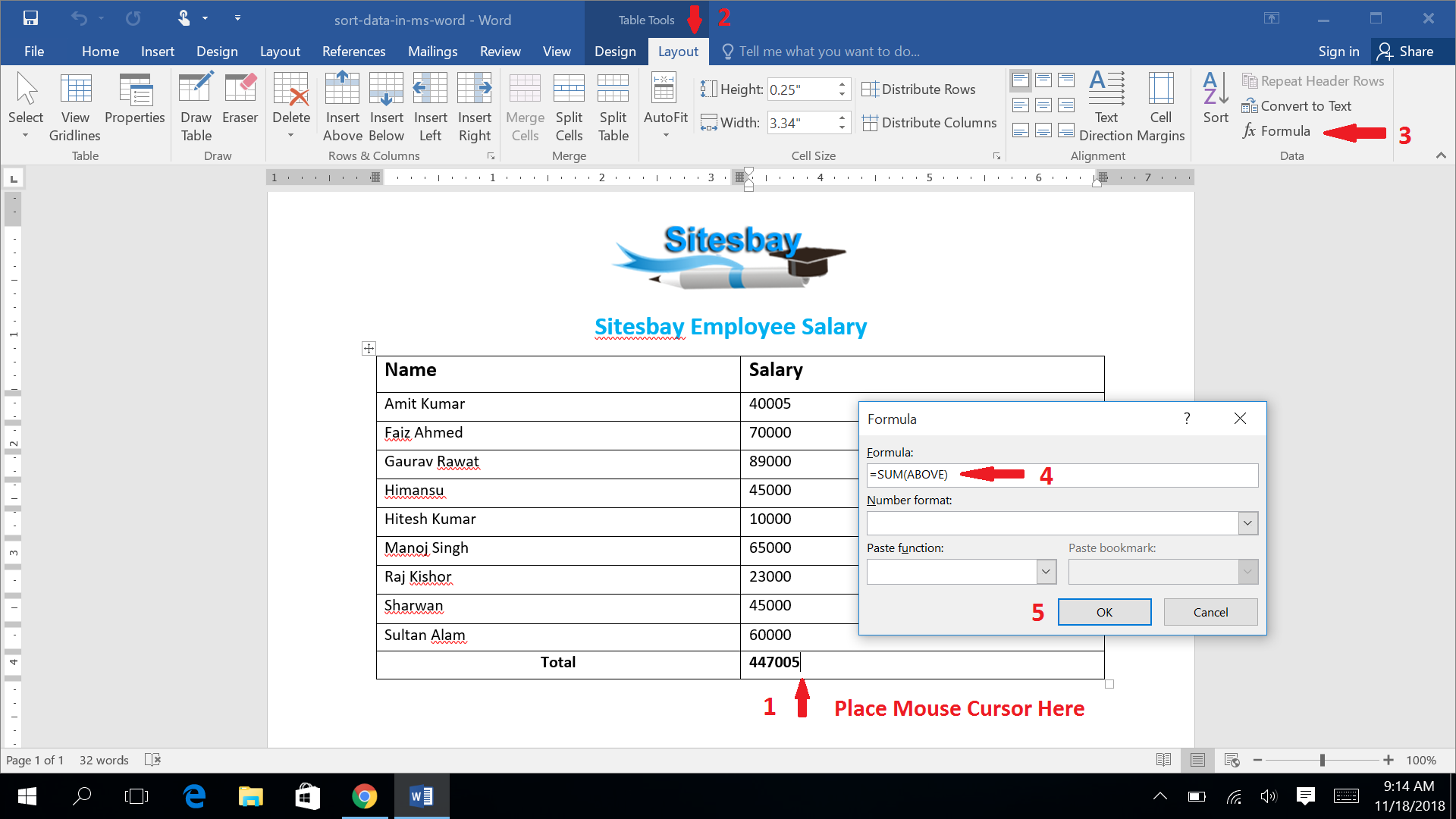 how to use insert equation in word