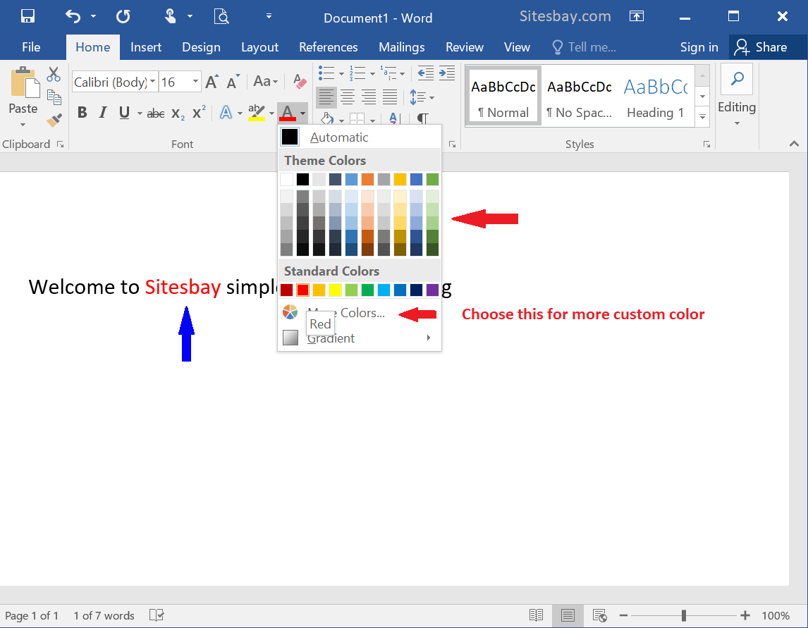 How To Change Text Color In Microsoft Word 2010