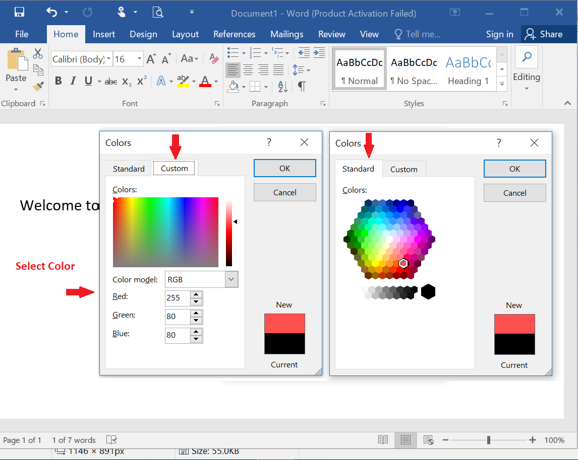 changing text color in ms visual studio