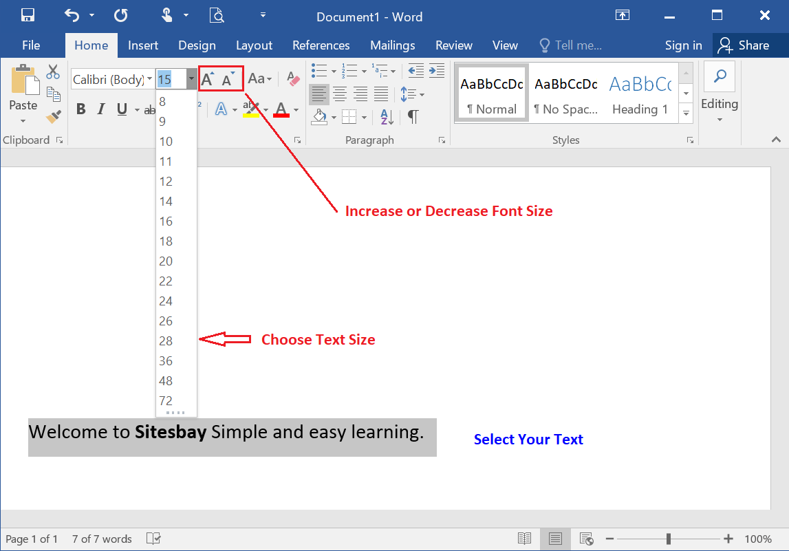 How to Change Font Size in Word Word Tutorial