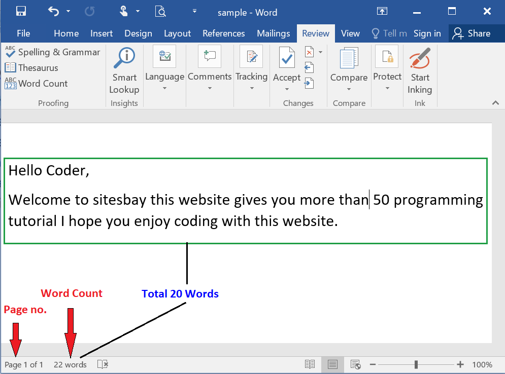 microsoft word word count with index and tables