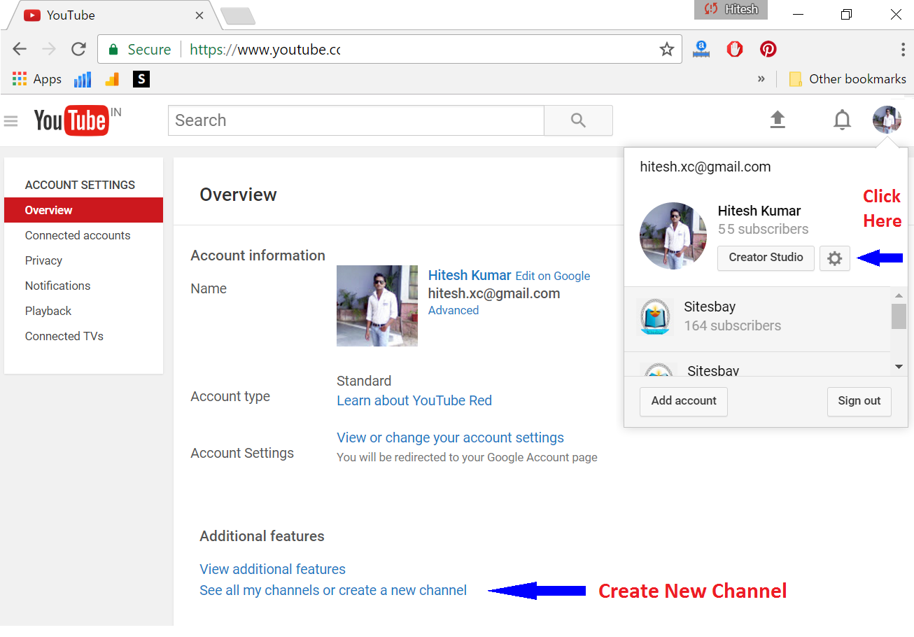 How to Create YouTube Channel - Sitesbay